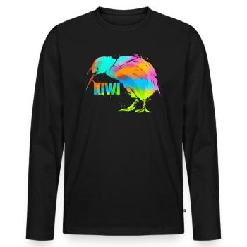 Kiwi Bird Art - Kiwi Art New Zealand Gift - Men's Premium Organic Long Sleeve Shirt - black - Front - Nico (187cm)