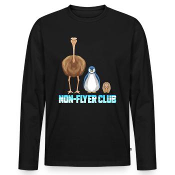 Non Flyer Club - Bird Ostrich Penguin Kiwi Bird - Men's Premium Organic Long Sleeve Shirt - black - Front - Nico (187cm)