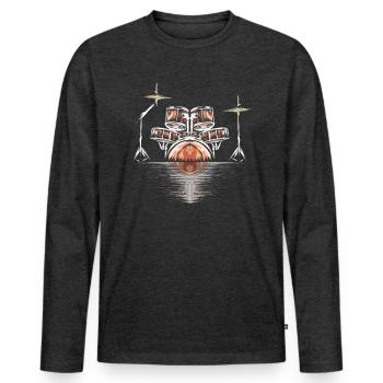 Drums Sunset - Band Drummer Sunset - Men's Premium Organic Long Sleeve Shirt - heather anthracite - Front - Nico (187cm)