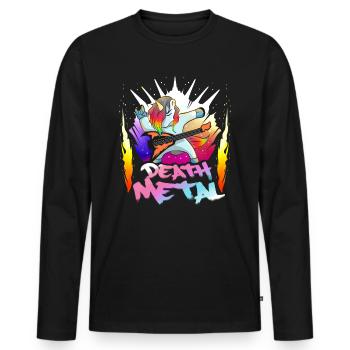 Death metal unicorn stage with rainbow fireworks - Men's Premium Organic Long Sleeve Shirt - black - Front - Nico (187cm)