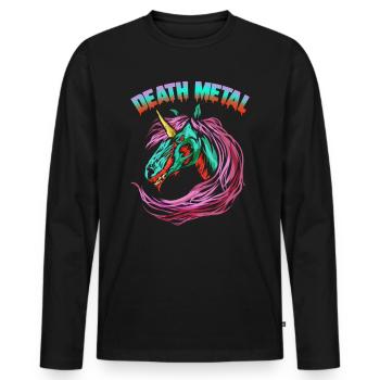 Death Metal Unicorn Zombie Style Rainbow Design - Men's Premium Organic Long Sleeve Shirt - black - Front - Nico (187cm)