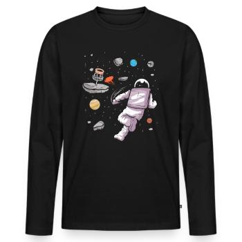 Astronaute de golf de disque dans la conception de golfeur de disque spatial - T-shirt manches longues Premium bio Homme - noir - Devant - Nico (187cm)