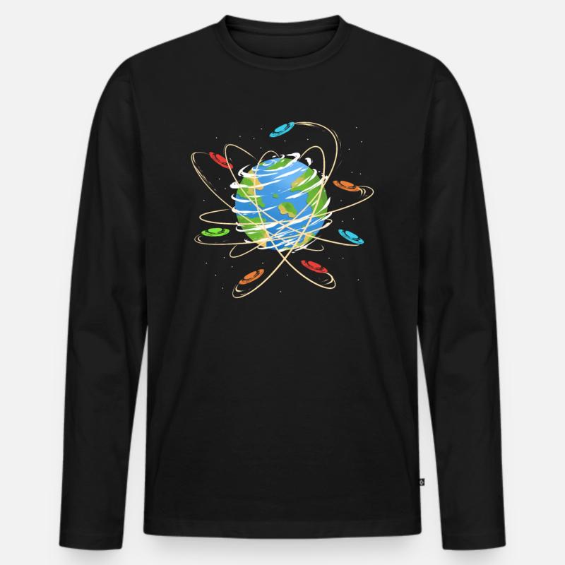 Disc Golf Erde Planet Weltraum Design & Geschenk - Männer Premium Bio Langarmshirt - Schwarz