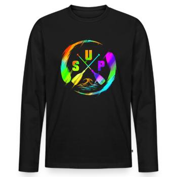 SUP - Stand Up Paddle Design aquatique coloré - T-shirt manches longues Premium bio Homme - noir - Devant - Nico (187cm)