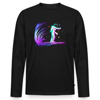Stand Up Paddle Astronaut Space - Conception de SUP - T-shirt manches longues Premium bio Homme - noir - Devant - Nico (187cm)