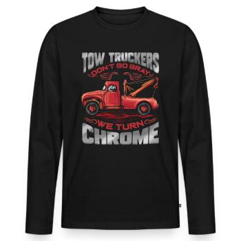 Tow Truckers turn Gray - Towing Service Gift - Men's Premium Organic Long Sleeve Shirt - black - Front - Nico (187cm)
