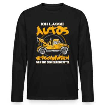 Ich Lasse Autos Verschwinden - Abschleppdienst - Männer Premium Bio Langarmshirt - Schwarz - Vorne - Nico (187cm)