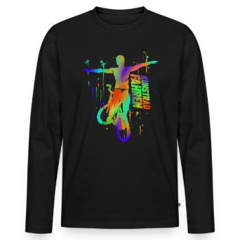 Kunstradfahrer - Farbenfrohes Radfahrer Geschenk - Männer Premium Bio Langarmshirt - Schwarz - Vorne - Nico (187cm)