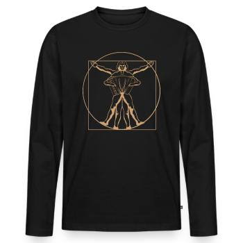 Akkordeon Vitruvianischer Mann Geschenk - Männer Premium Bio Langarmshirt - Schwarz - Vorne - Nico (187cm)