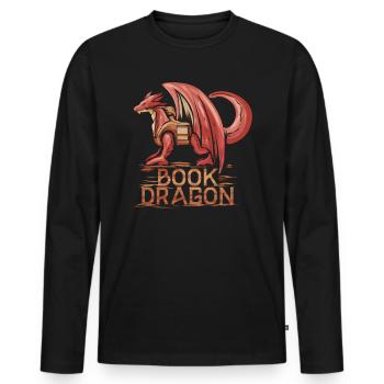 Book Dragon not a Worm - Books Drache Adventure - Men's Premium Organic Long Sleeve Shirt - black - Front - Nico (187cm)