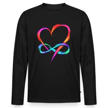 Polyamory - Infinity Heart - Polyamorie Artwork - Männer Premium Bio Langarmshirt - Schwarz - Vorne - Nico (187cm)