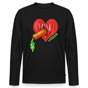 Vegan Heart Carrot Vagina - Vegan Gift - Men's Premium Organic Long Sleeve Shirt - black - Front - Nico (187cm)