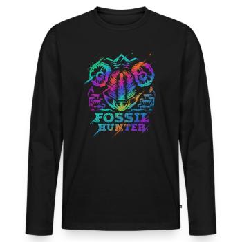 Fossil Hunter Funny Geology Geologist Gift - Men's Premium Organic Long Sleeve Shirt - black - Front - Nico (187cm)