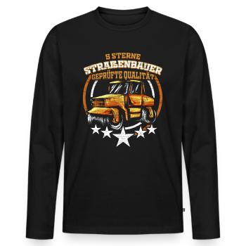 Straßenbauer Straßenbau Bauarbeiter - 5 Sterne - Männer Premium Bio Langarmshirt - Schwarz - Vorne - Nico (187cm)