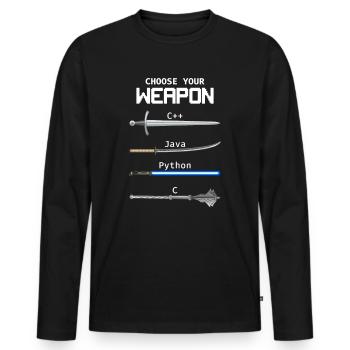 Choose Your Weapon C Java Python Programmierer - Männer Premium Bio Langarmshirt - Schwarz - Vorne - Nico (187cm)