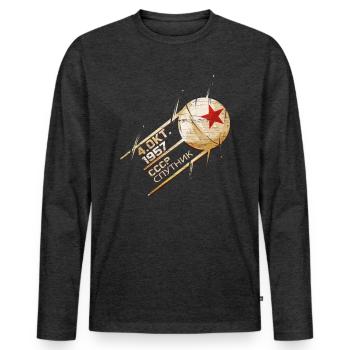 Sputnik Satellit Sowjetunion Russland 1957 - Männer Premium Bio Langarmshirt - Anthrazit meliert - Vorne - Nico (187cm)