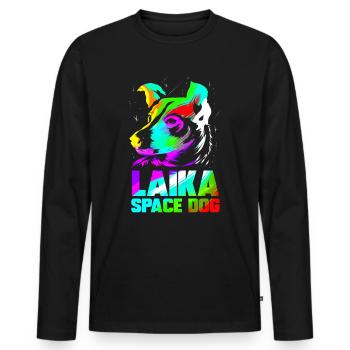 Laika Space Dog Soviet Union Russia Space Travel - Men's Premium Organic Long Sleeve Shirt - black - Front - Nico (187cm)