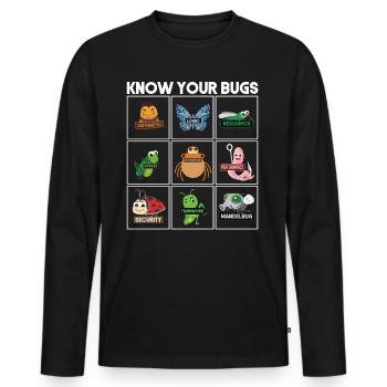Connaissez votre codage de programmeur de bogues - T-shirt manches longues Premium bio Homme - noir - Devant - Nico (187cm)