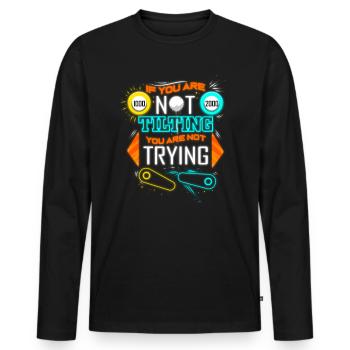 Retro Pinball Trying Tilting Pinball Machine Arcade - Men's Premium Organic Long Sleeve Shirt - black - Front - Nico (187cm)