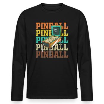 Arcade de flipper de style vintage rétro flipper - T-shirt manches longues Premium bio Homme - noir - Devant - Nico (187cm)