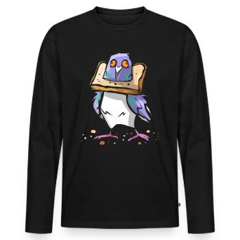 Colombe drôle avec du pain - oiseau chuchoteur colombes - T-shirt manches longues Premium bio Homme - noir - Devant - Nico (187cm)