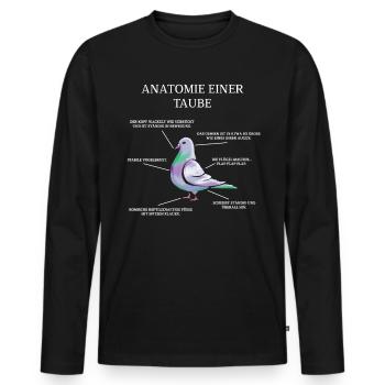 Anatomie einer Taube - Brieftaube Tauben Flüsterer - Männer Premium Bio Langarmshirt - Schwarz - Vorne - Nico (187cm)