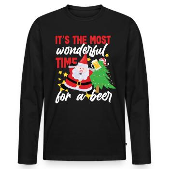 Christmas It's The Most Wonderful Time Beer - Men's Premium Organic Long Sleeve Shirt - black - Front - Nico (187cm)