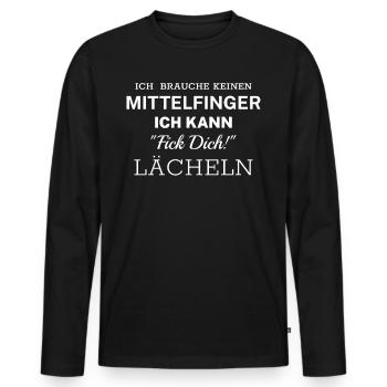 Ich kann Fick Dich lächeln schöner Sarkasmus - Männer Premium Bio Langarmshirt - Schwarz - Vorne - Nico (187cm)