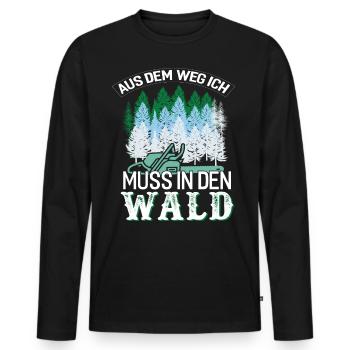 Aus dem Weg ich muss in den Wald Tischler Förster - Männer Premium Bio Langarmshirt - Schwarz - Vorne - Nico (187cm)