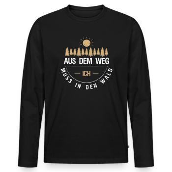 Aus dem Weg ich muss in den Wald - Männer Premium Bio Langarmshirt - Schwarz - Vorne - Nico (187cm)