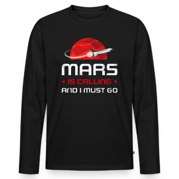 Mars - Men's Premium Organic Long Sleeve Shirt - black - Front - Nico (187cm)