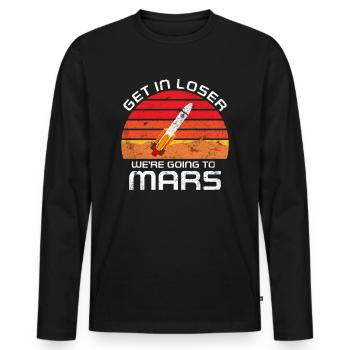 Mars - Men's Premium Organic Long Sleeve Shirt - black - Front - Nico (187cm)