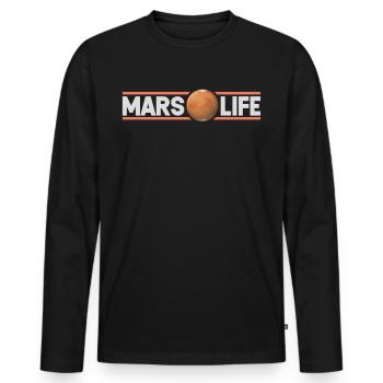 Mars - Men's Premium Organic Long Sleeve Shirt - black - Front - Nico (187cm)