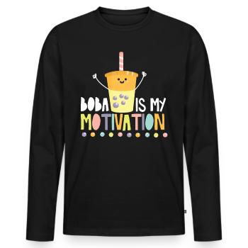 Bubble Tea - T-shirt manches longues Premium bio Homme - noir - Devant - Nico (187cm)