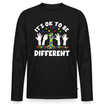 Autisme Conscience - T-shirt manches longues Premium bio Homme - noir - Devant - Nico (187cm)