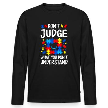 Autisme Conscience - T-shirt manches longues Premium bio Homme - noir - Devant - Nico (187cm)