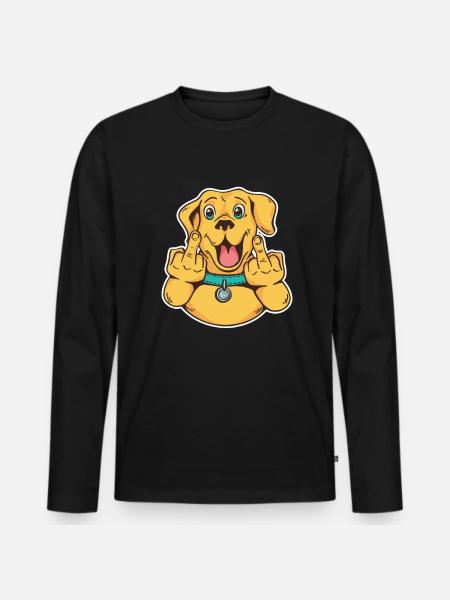 Chiens amoureux chiens Chiens Doigts moyens Fuck You - T-shirt manches longues Premium bio Homme - noir