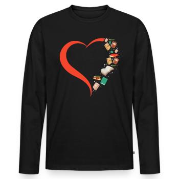 Book Reading Literature Books Heart - Men's Premium Organic Long Sleeve Shirt - black - Front - Nico (187cm)
