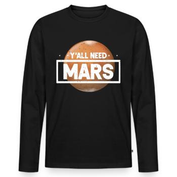Mars - Men's Premium Organic Long Sleeve Shirt - black - Front - Nico (187cm)