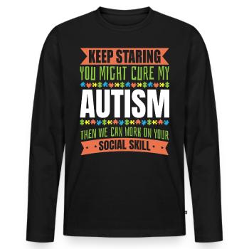 Autisme Conscience - T-shirt manches longues Premium bio Homme - noir - Devant - Nico (187cm)