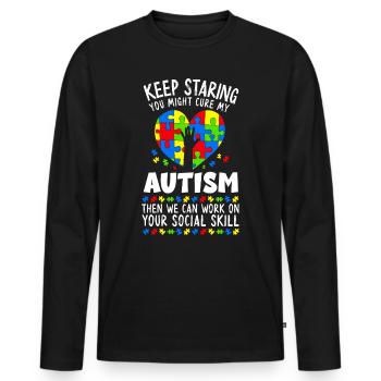 Autisme Conscience - T-shirt manches longues Premium bio Homme - noir - Devant - Nico (187cm)