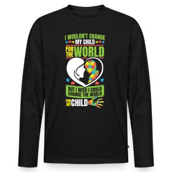 Autism Awareness - Men's Premium Organic Long Sleeve Shirt - black - Front - Nico (187cm)