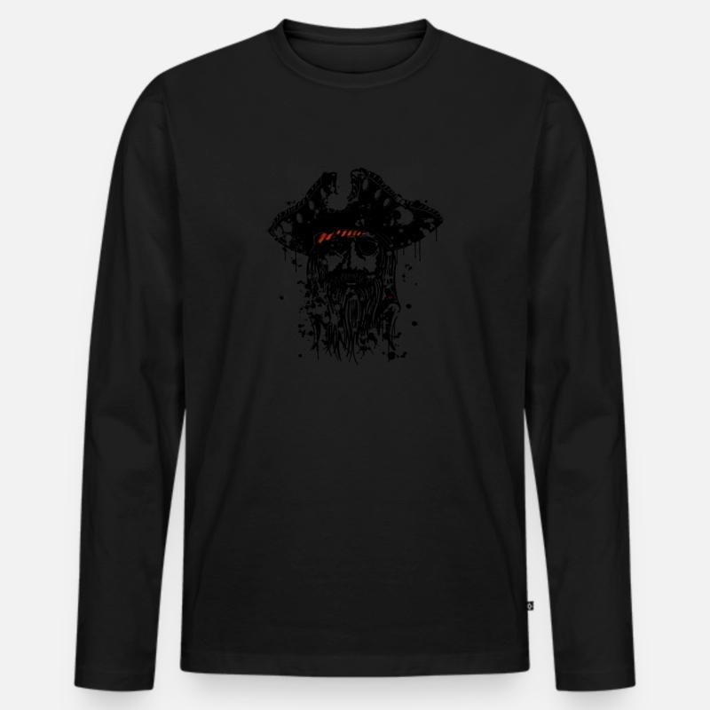 Pirat mit Hut - Männer Premium Bio Langarmshirt - Schwarz