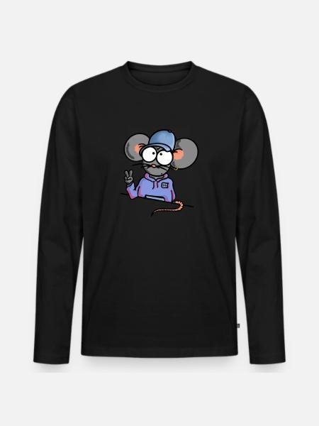 Mouse shows Peace - Men's Premium Organic Long Sleeve Shirt - black