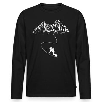 Mountain Snowboard driving Snow Slope - Men's Premium Organic Long Sleeve Shirt - black - Front - Nico (187cm)