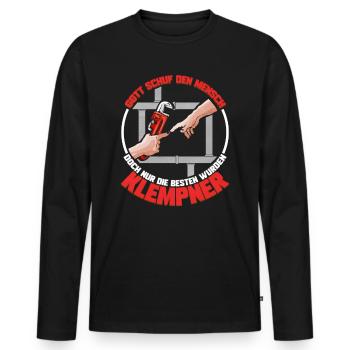 Gott schuf den Mensch die Besten wurden Klempner - Männer Premium Bio Langarmshirt - Schwarz - Vorne - Nico (187cm)