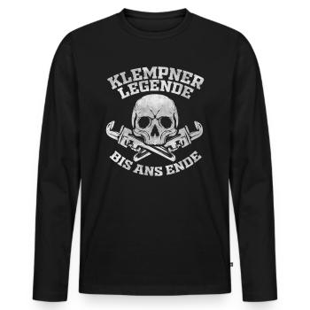 Klempner Legende bis ans Ende - Totenkopf Geschenk - Männer Premium Bio Langarmshirt - Schwarz - Vorne - Nico (187cm)