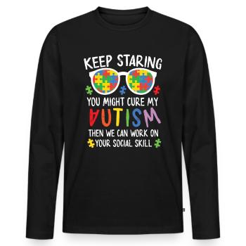 Autisme Conscience - T-shirt manches longues Premium bio Homme - noir - Devant - Nico (187cm)