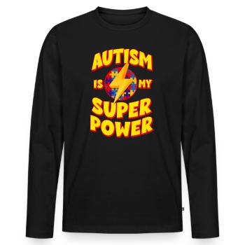 Autisme Conscience - T-shirt manches longues Premium bio Homme - noir - Devant - Nico (187cm)