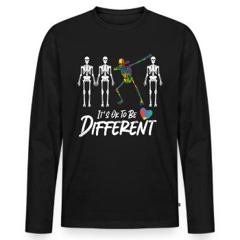 Autisme Conscience - T-shirt manches longues Premium bio Homme - noir - Devant - Nico (187cm)